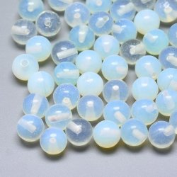 Opalit, imitiert, Angebohrt, rund, klar blaulich changierend, 8 mm, 2 Stk.