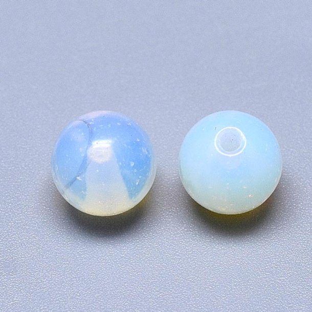 Opalite, imitation, half-drilled, clear bluish, round, 8 mm, 2 pcs.