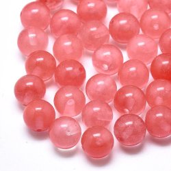 Angebohrte Perle, Quarz, rosa gef&auml;rbt, rund 8 mm, 2 Stck.