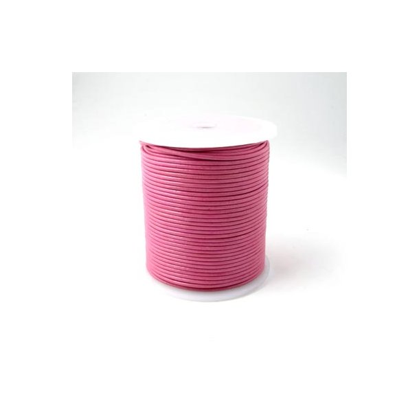 L&aelig;dersnor, m&oslash;rk pink, 3 mm, 50 m (hel rulle)