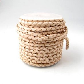 Lederband, geflochten, natur, 6 mm, 10 cm