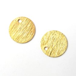 Vergoldetes Silber, rustikal, Mnzen, mit Loch an der Kante, 15 mm, 2 Stk