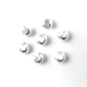 Crimp cover, bead tip, sterling silver, 4mm., 4pcs.