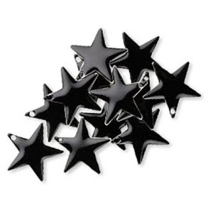 Emaille-Sterne, schwarz, vergoldeter Rand, 12 mm, 4 Stk.