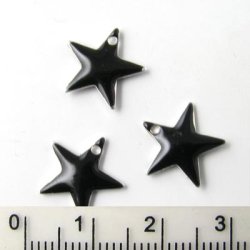 Emaille-Sterne, schwarz, versilberter Rand, 17 mm, 2 Stk.