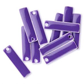 enamel charm, purple rectangle, 20x5mm, 4pcs.