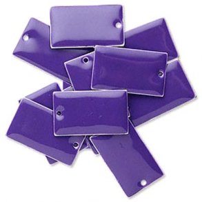 enamel charm, purple rectangle, 23x14mm, 2pcs.