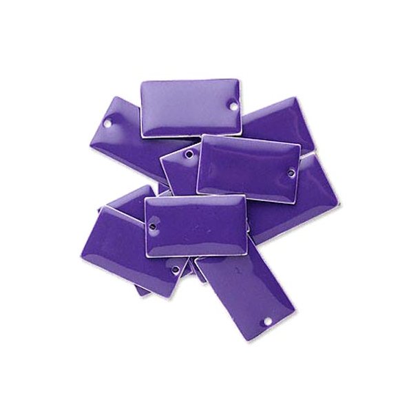 enamel charm, purple rectangle, 23x14mm, 2pcs.