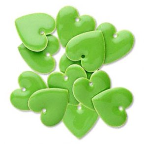 Emalje vedhng, lime/lys grn hjerte, 16x16 mm, 2 stk.