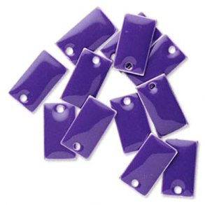 enamel charm, purple rectangle, 14x8mm, 4pcs.