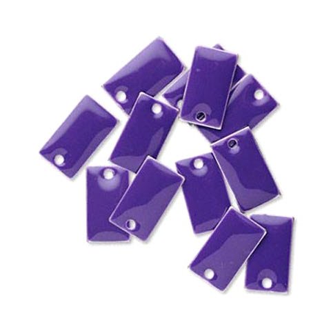 enamel charm, purple rectangle, 14x8mm, 4pcs.