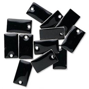 enamel charm, black square, 14x8mm, 4pcs.