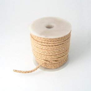 Lederschnur, ganze Rolle, geflochten, natur, 4 mm, 10 m