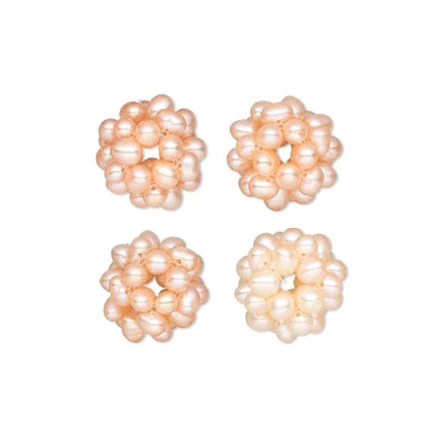 Perle bær, ferskenfarvet ferskv.perle, 15 mm 1 stk