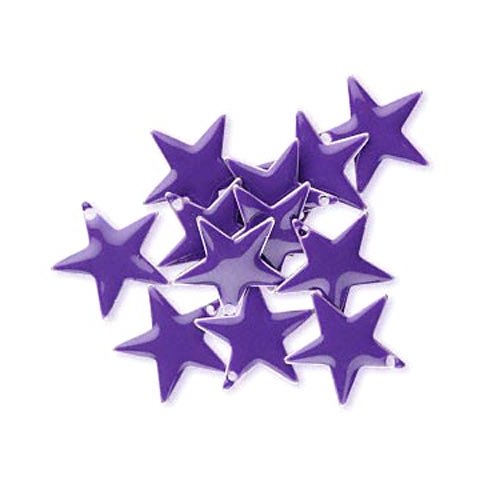 Enamel star, dark purple, silver border, 17mm, 2pcs.