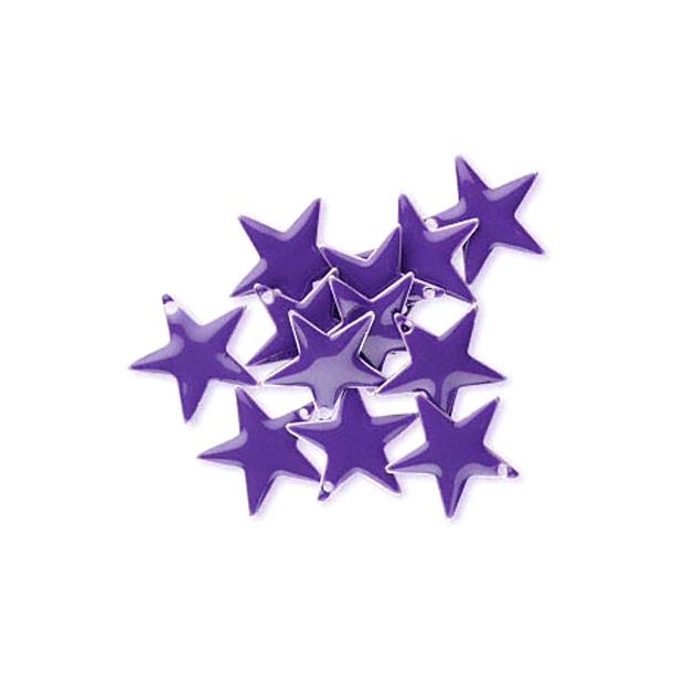 Emalje stjerne, m&oslash;rklilla, s&oslash;lvkant, 17 mm, 2 stk