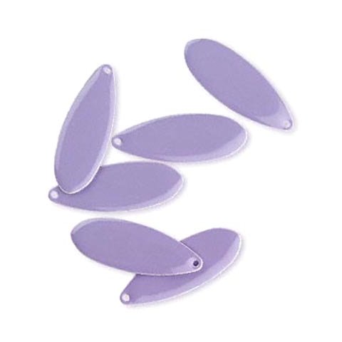 Enamel charm, light purple teardrop, 36x13mm, 2pcs.