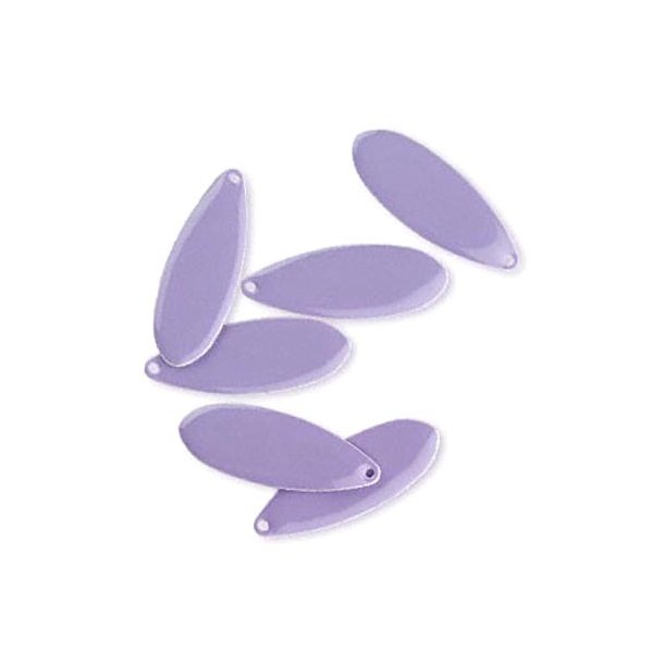 Enamel charm, light purple teardrop, 36x13mm, 2pcs.