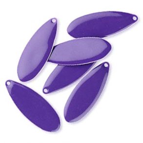 Emalje vedhng, mrk lilla drbe, 36x13mm, 2 stk.