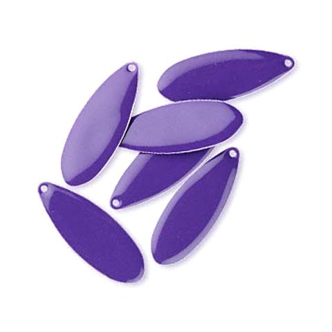 Enamel charm, dark purple teardrop, 36x13mm, 2pcs.