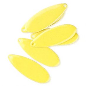 Enamel charm, yellow teardrop, 36x13mm, 2pcs.