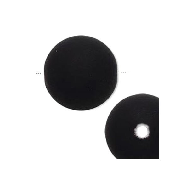 Gummibelagt rund perle, sort, 26 mm, 2 stk
