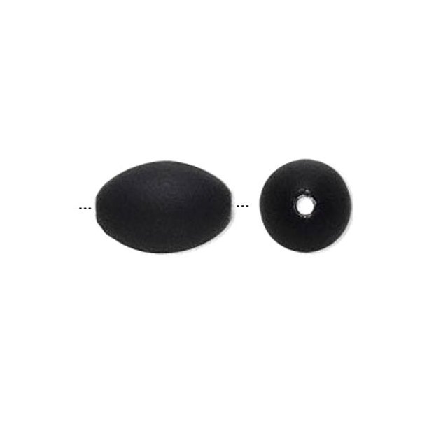 Gummierte ovale Perlen, schwarz, 17x12 mm, 4 Stk.