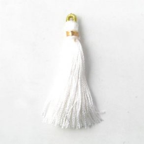 Quaste, weiß mit goldender öse, 45 mm, 1 Stk.