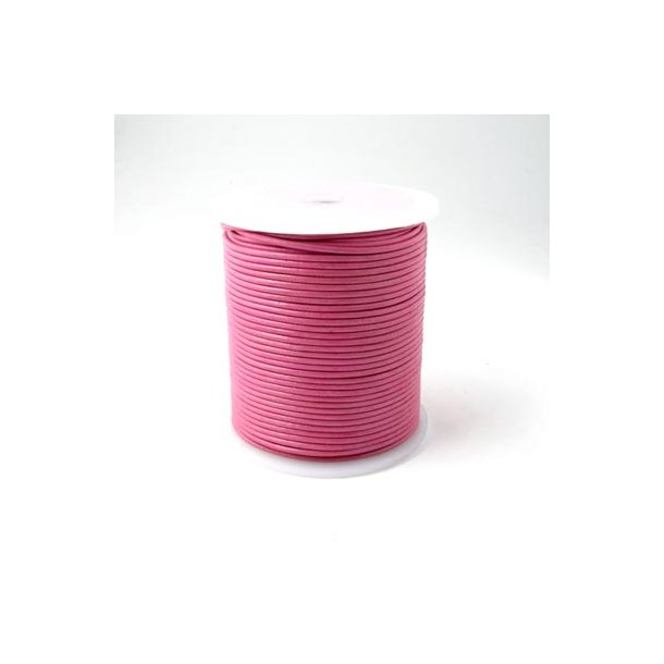 L&aelig;dersnor, m&oslash;rk pink, 4 mm, 1 m