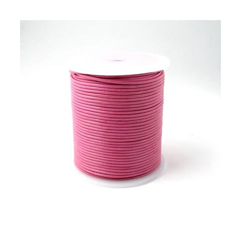 L&aelig;dersnor, m&oslash;rk pink, 4 mm, 50 m (hel rulle)