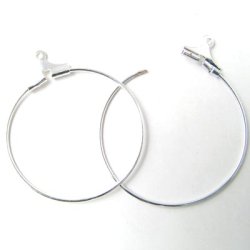 Hanging hoop earring, silver-plated steel, 20x0.8mm, 4pcs.