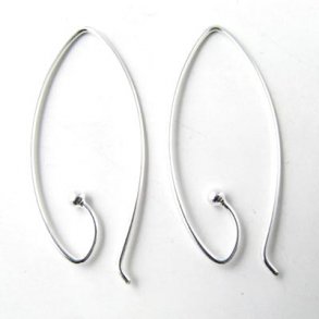 Ohrhaken, spitz, offen, oval, Silber, 28x14 mm, 2 Stk.