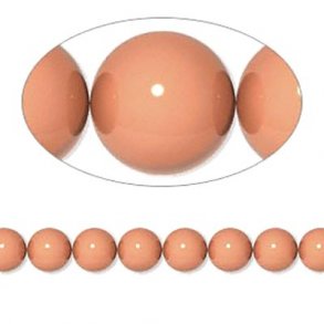 Swarovski crystal, coral-coloured, round, 6mm, 6pcs.