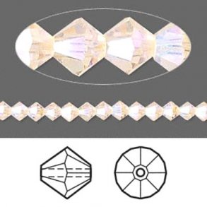 Crystal Passions, peach, faceted, bicone, 3mm, 10pcs