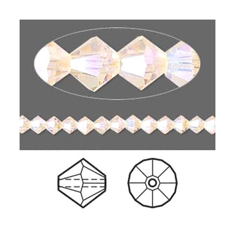 Swarovski-Kristalle, hellpfirsich, facettiert, Bikone, 4 mm
