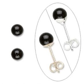 Onyx bead, half-drilled, round, 10mm, 1pc.