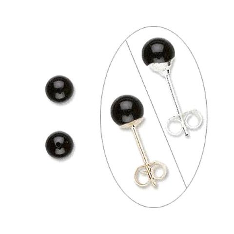 Onyx bead, half-drilled, round, 8mm, 2pcs.