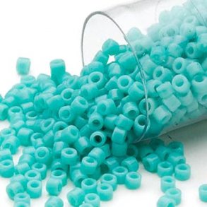 Delica, size #11, mint-green glass bead, opaque, 1.1x1.7mm.