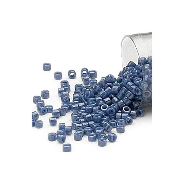 Delica, size #11, denim blue glass bead, opaque, 1.1x1.7mm.