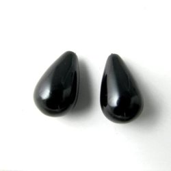 Shellpearls, Tropfen, schwarz, 15x9 mm, angebohrt