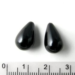Shellpearls, Tropfen, schwarz, 15x9 mm, angebohrt
