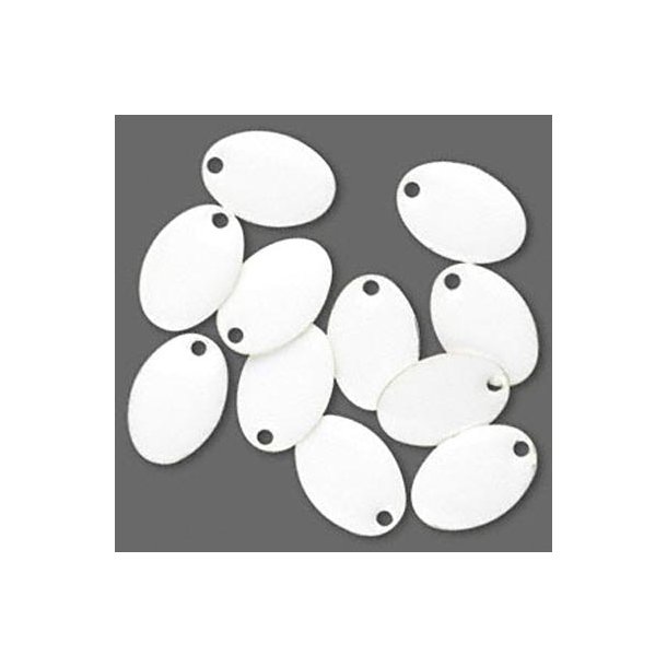 Emaille-Anhänger, weiß, oval, 14x9 mm, 4 Stk.