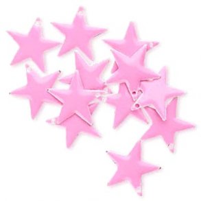 Emaille-Sterne, pink, versilberter Rand, 17 mm, 2 Stk.