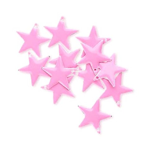 Emaille-Sterne, pink, versilberter Rand, 17 mm, 2 Stk.