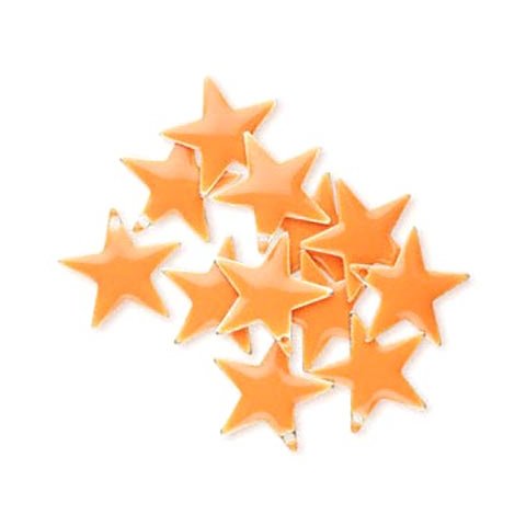 Emalje stjerne, lysorange, s&oslash;lvkant, 17 mm, 2 stk