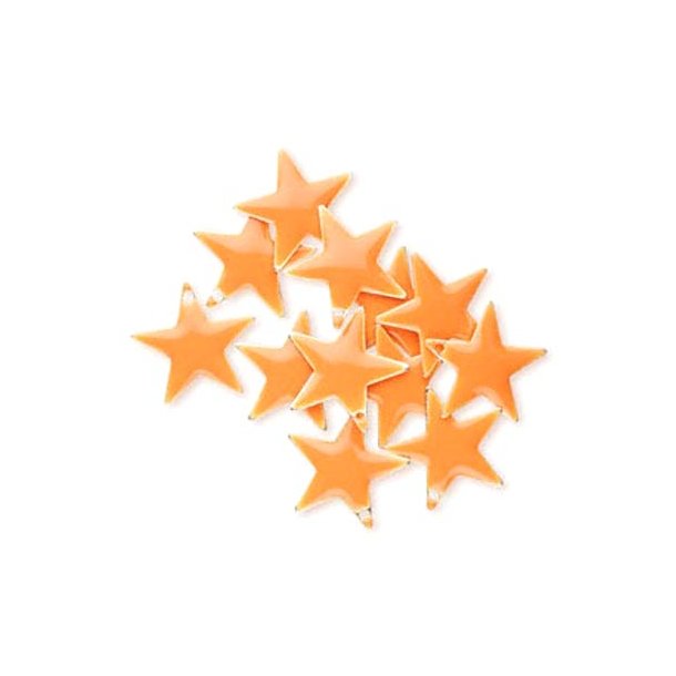Emalje stjerne, lysorange, s&oslash;lvkant, 17 mm, 2 stk
