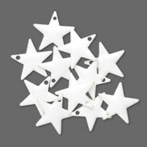 Emaille-Sterne, weiß, versilberter Rand, 12 mm, 4 Stk.