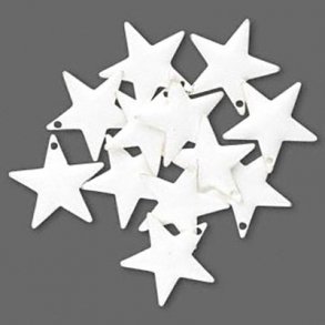 Emaille-Sterne, weiß, versilberter Rand, 17 mm, 2 Stk.