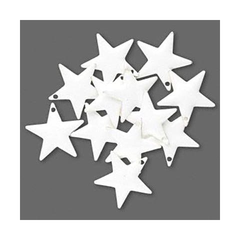 Emalje stjerne, hvid, s&oslash;lvkant, 17 mm, 2 stk