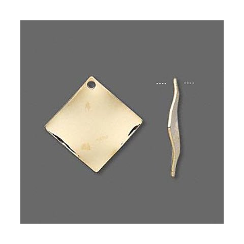 Forgyldt, vedhng, blget firkant , 15x15 mm, 4 stk